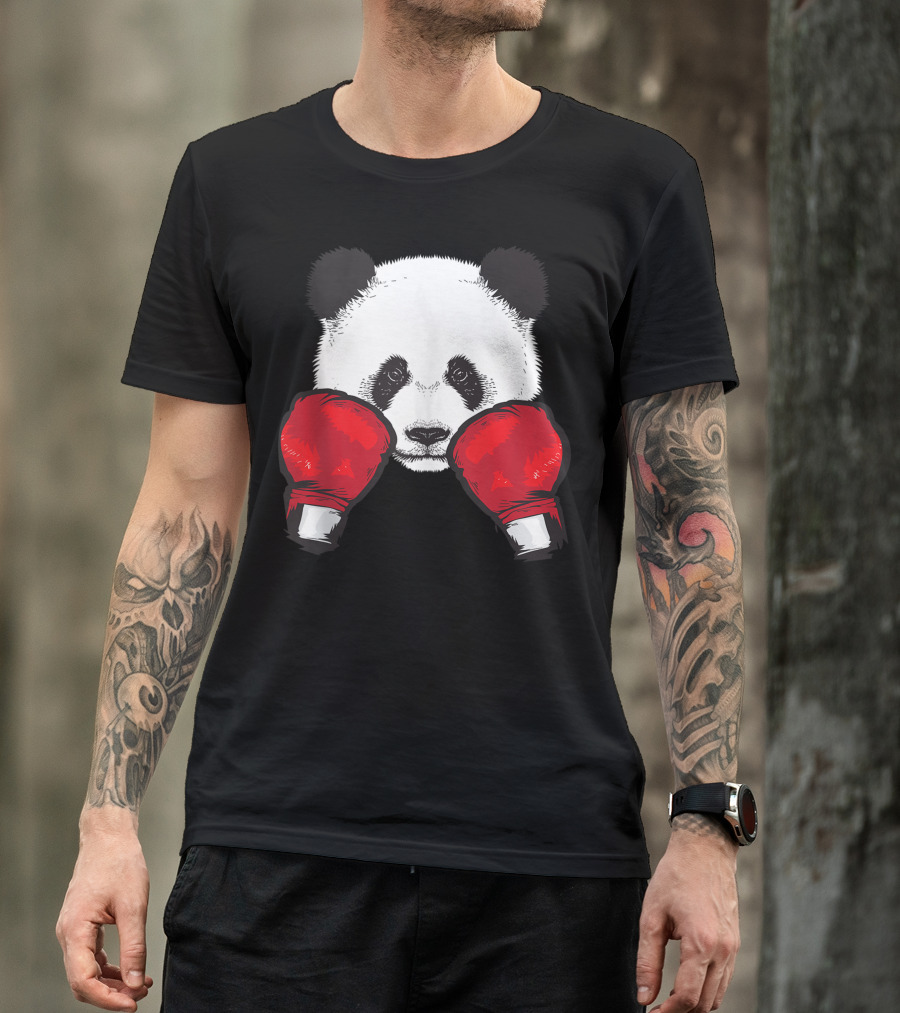 Panda Boxing Gloves Cool Animal Lover Boxer Fan T-Shirt