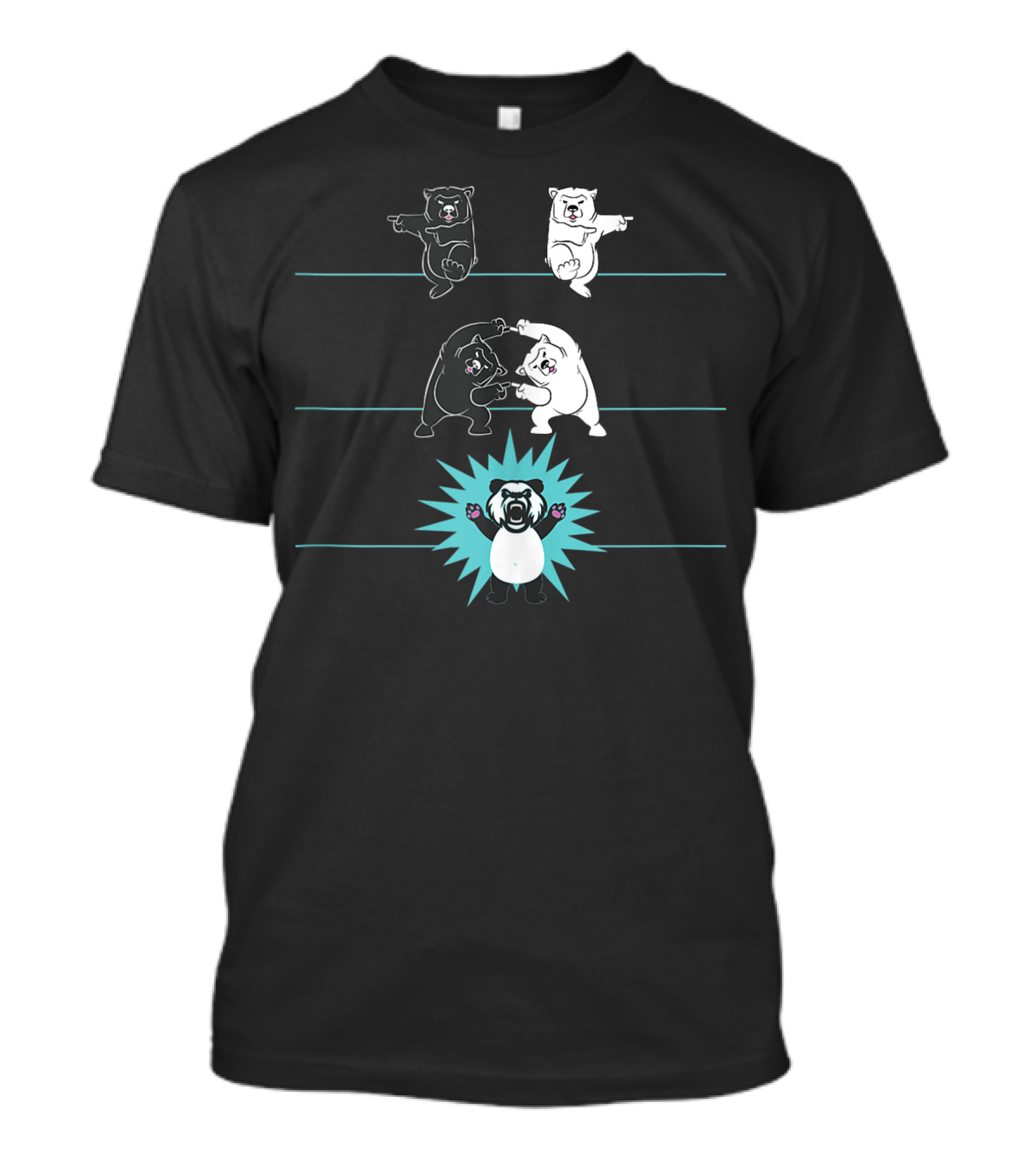 Panda Fusion Black Polar Bear Science Joke Dance Iconic Bear Transformation T-Shirt