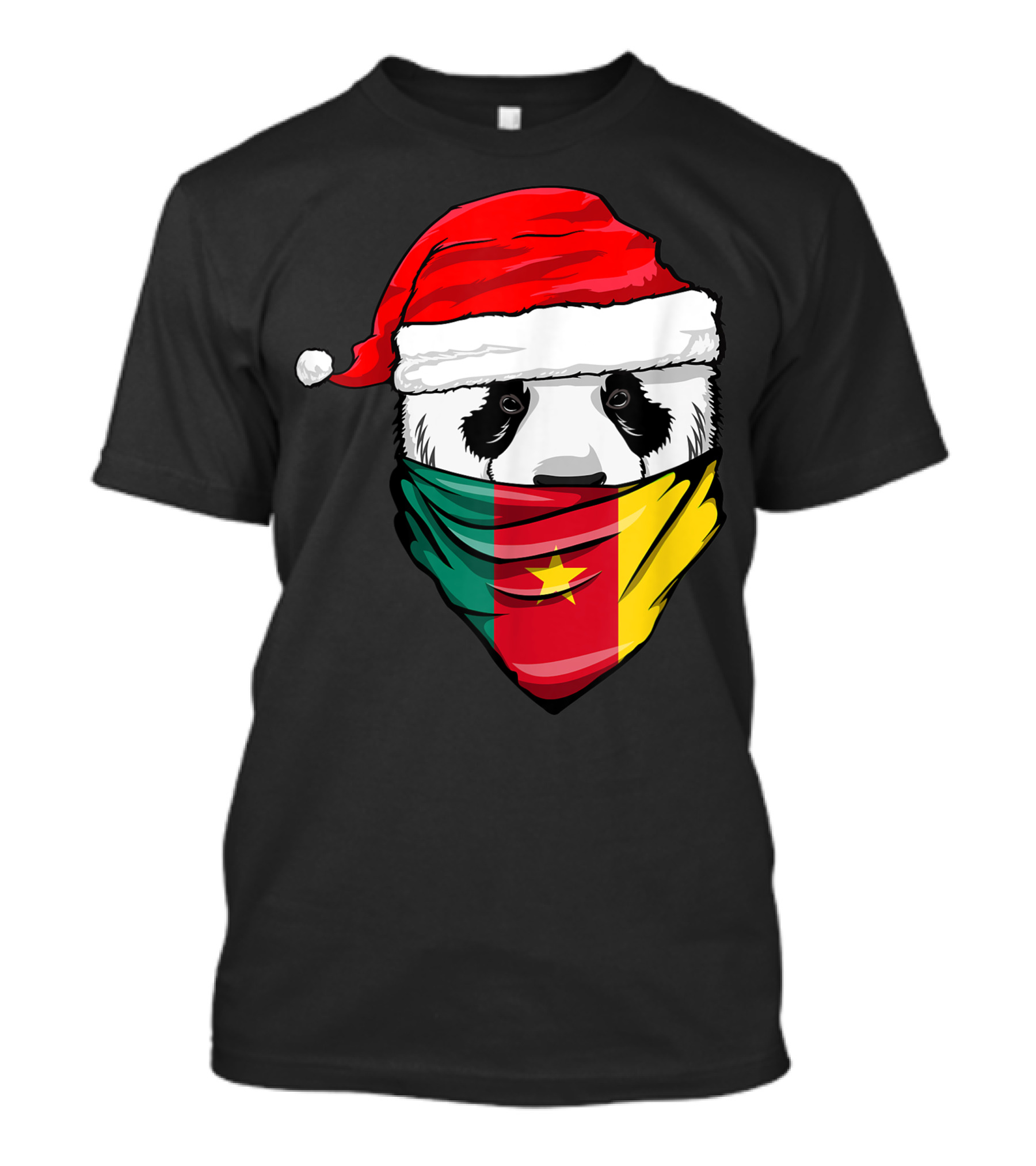 Panda Santa Hat Cameroon Flag Bandana T-Shirt