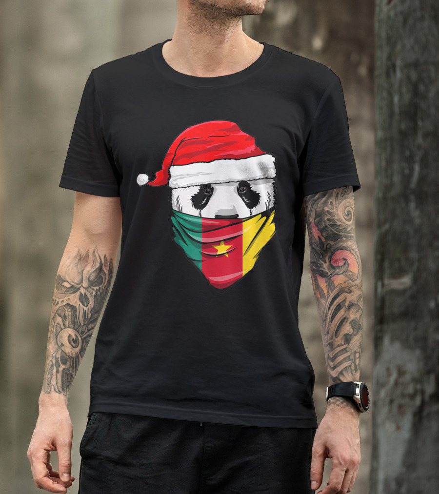 Panda Santa Hat Cameroon Flag Bandana T-Shirt