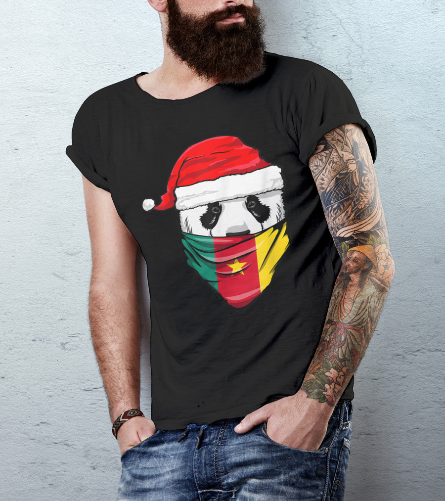 Panda Santa Hat Cameroon Flag Bandana T-Shirt