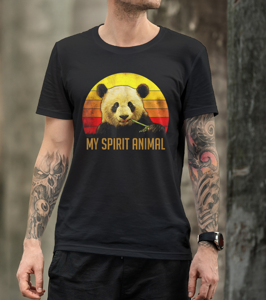 My Spirit Animal Panda Lovers Vintage Sunset Background T-Shirt