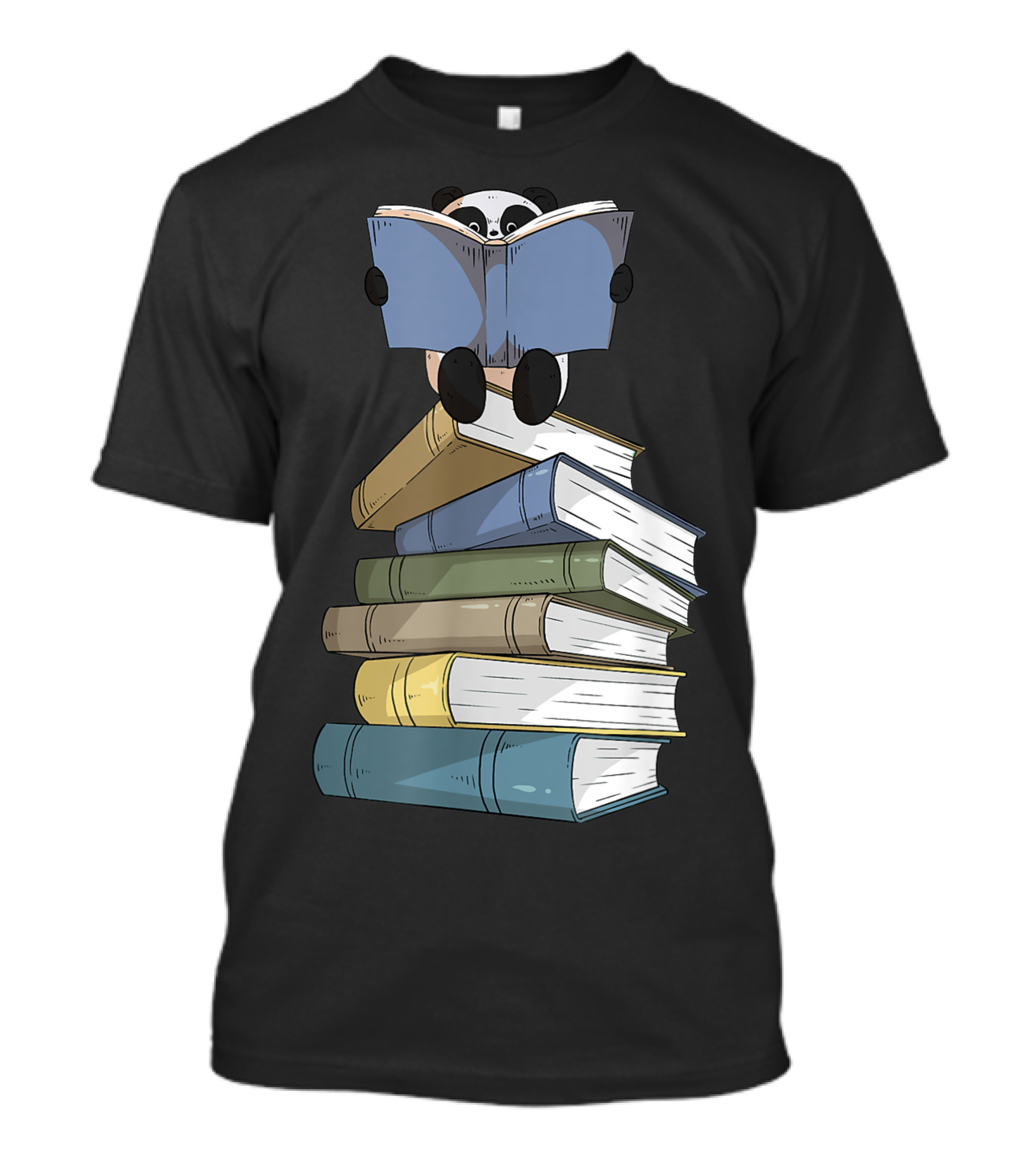Panda Sitting On Book Stack Cute Reading Panda Bear Lover T-Shirt