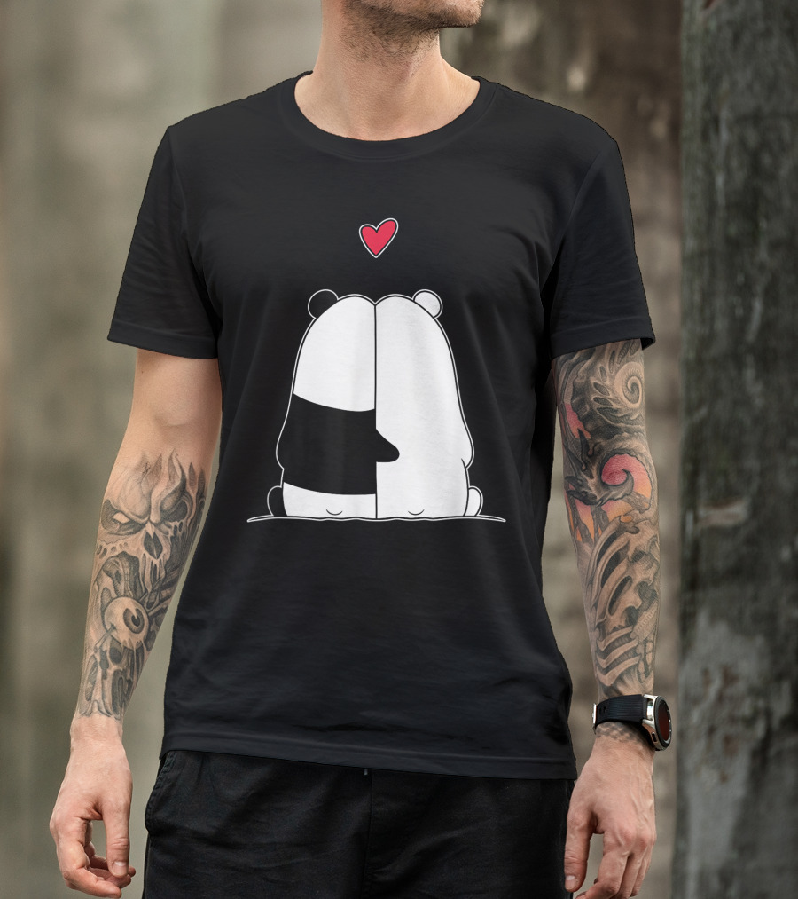 Panda Polar Bear Love Couples Girlfriend Valentines Day Heart T-Shirt