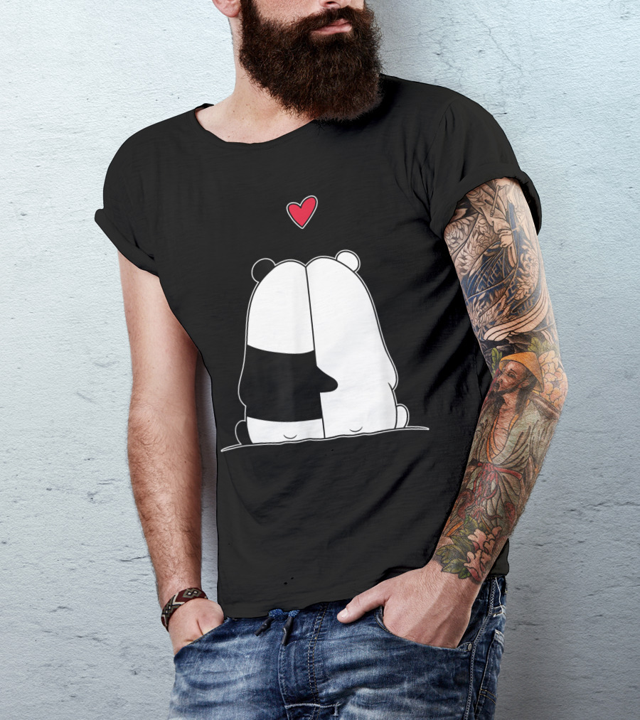 Panda Polar Bear Love Couples Girlfriend Valentines Day Heart T-Shirt