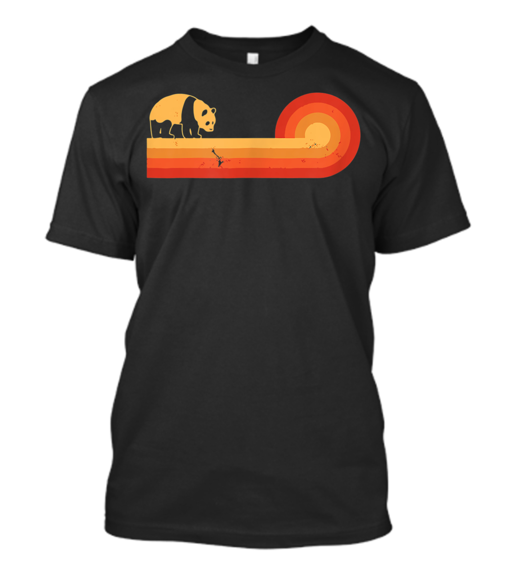 Panda Vintage Style 60S 70S Bear Lover Retro Sunset T-Shirt
