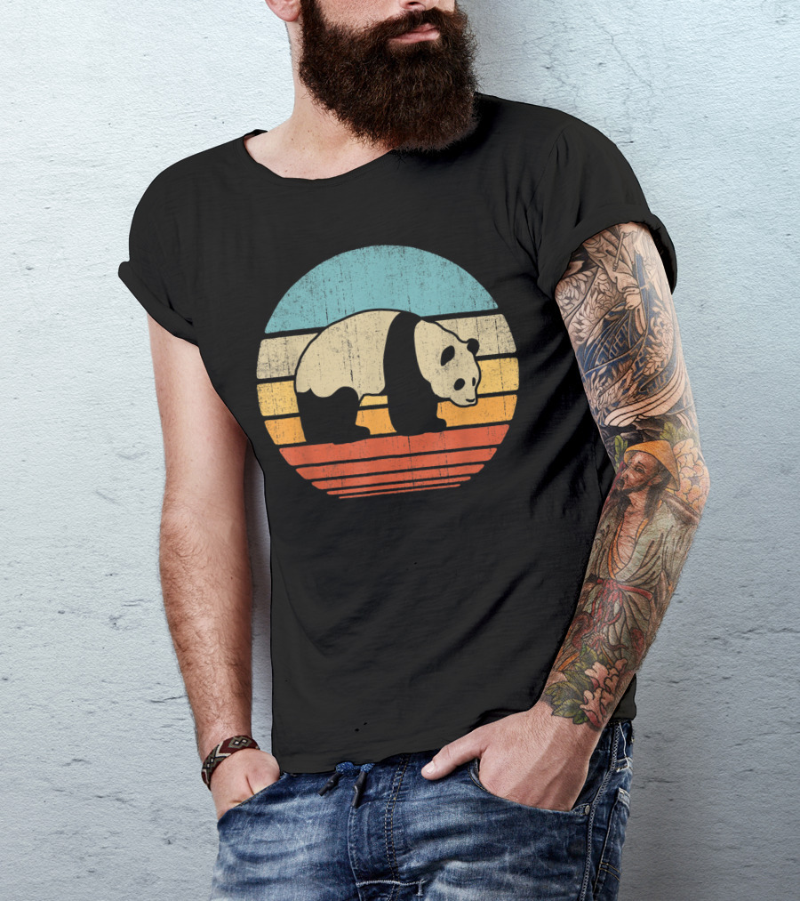 Panda Vintage Retro 60S 70S Zoo Animal Bear Lover T-Shirt