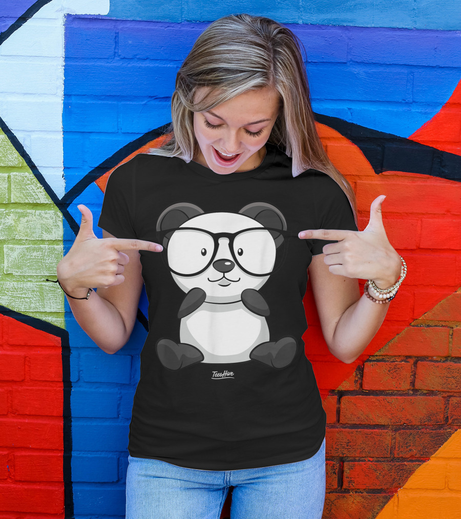 Panda Wearing Glasses TeesHive T-Shirt