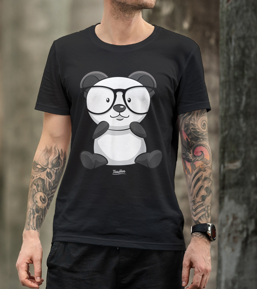 Panda Wearing Glasses TeesHive T-Shirt