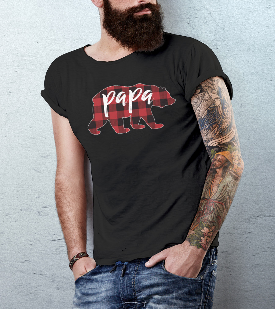 Papa Bear Buffalo Plaid Papa T-Shirt
