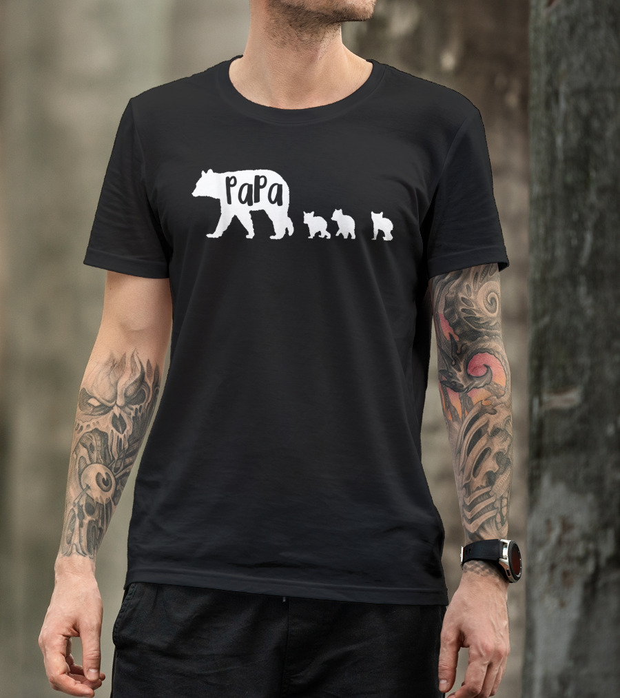 Papa Bear Father With Three Cubs T-Shirt