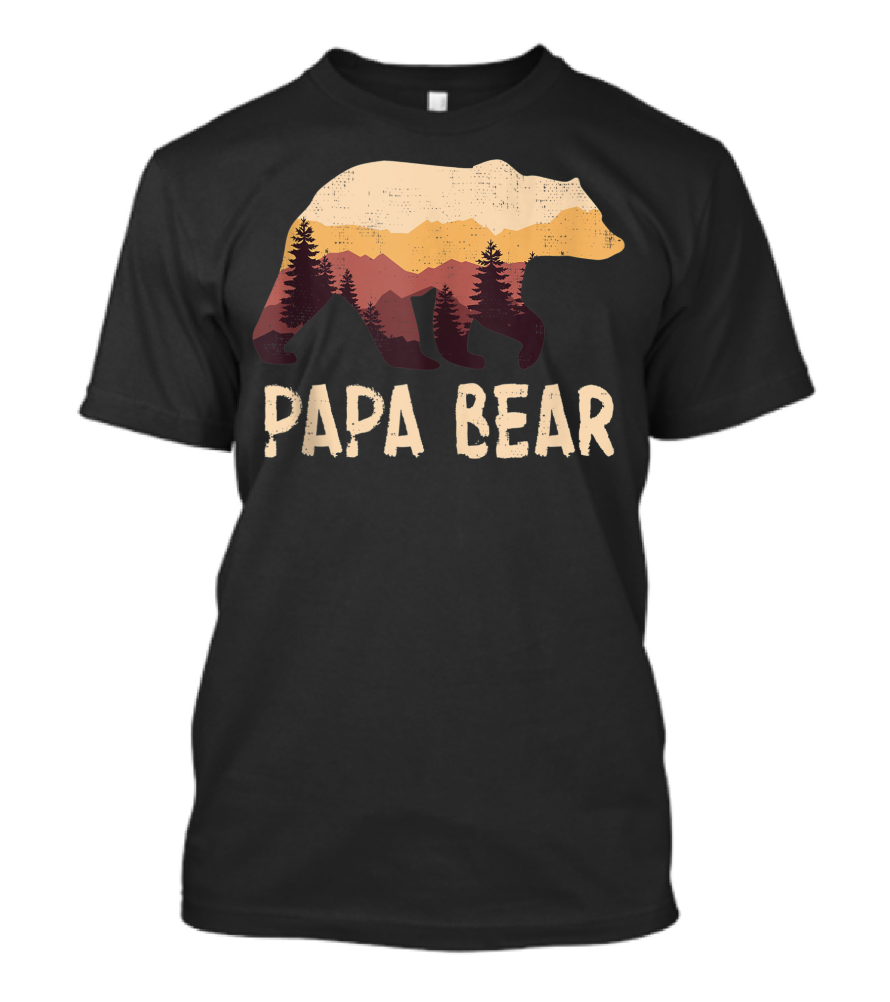 Papa Bear Rustic Mountain Forest Scene T-Shirt