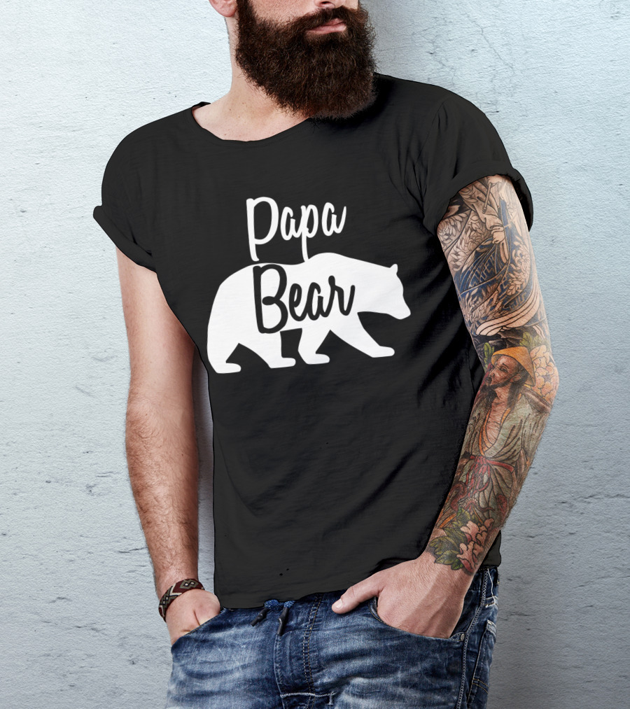 Papa Bear Silhouette Family Matching T-Shirt