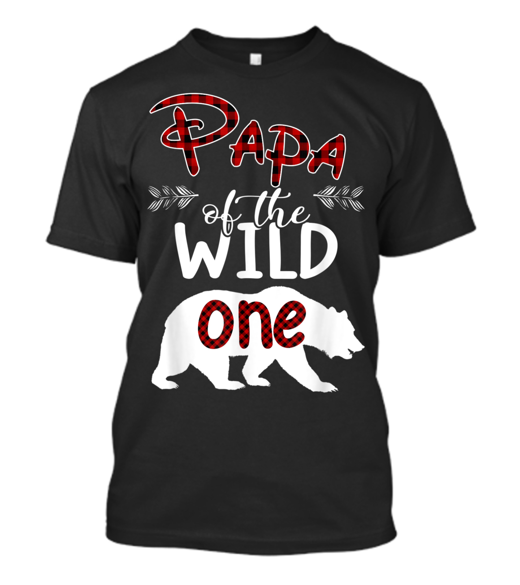 Papa Bear Of The Wild One Birthday Plaid Bear T-Shirt