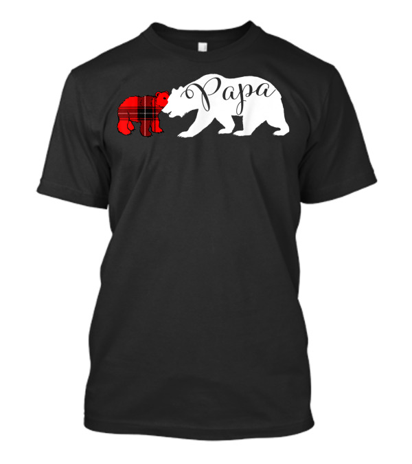 Papa Bear Red Plaid Cub Grandpa T-Shirt