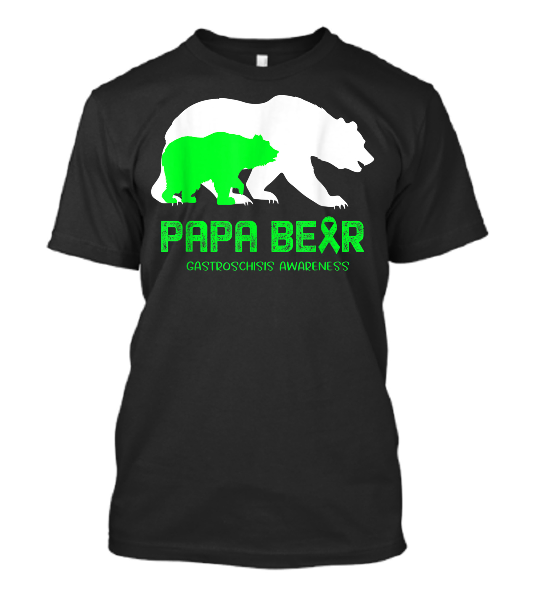 Papa Bear Green Ribbon Gastroschisis Awareness Bears T-Shirt