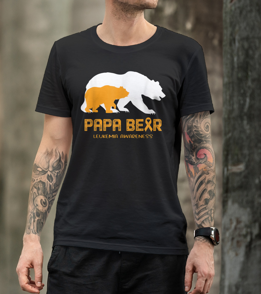 Papa Bear Orange Ribbon Leukemia Awareness Bears T-Shirt