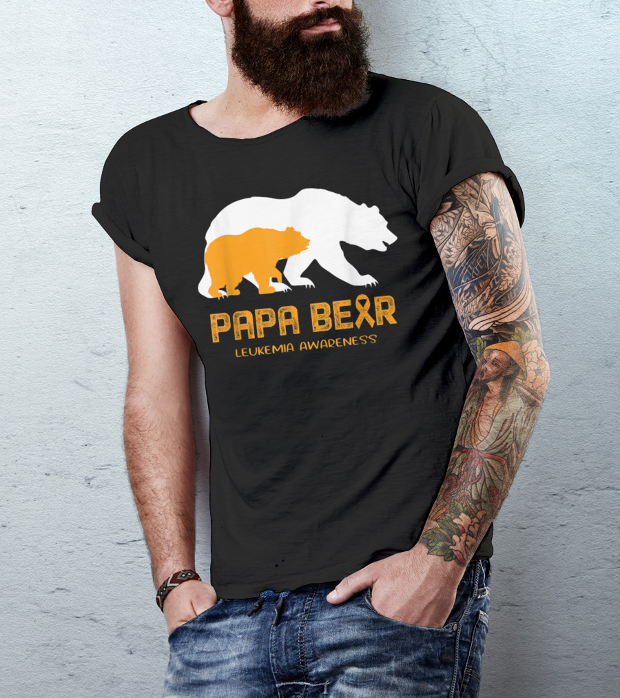 Papa Bear Orange Ribbon Leukemia Awareness Bears T-Shirt
