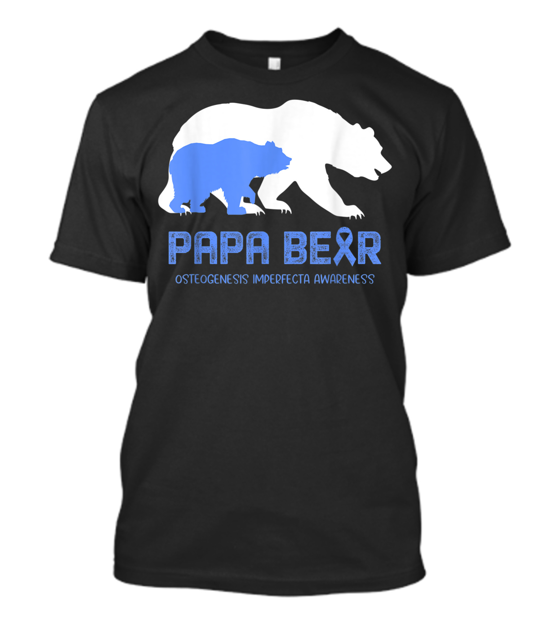 Papa Bear Osteogenesis Imperfecta Awareness With Blue Ribbon Bears T-Shirt