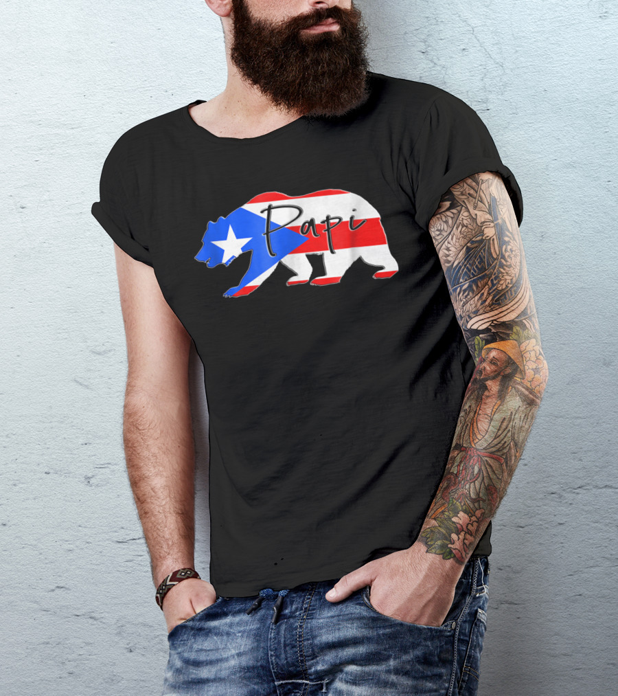 Papi Bear Puerto Rico Flag Boricua Pride T-Shirt