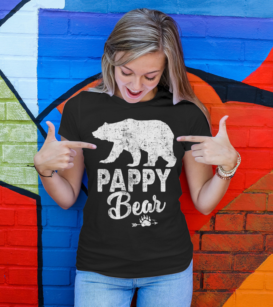Pappy Bear Vintage Bear Silhouette Paw Print Arrow T-Shirt