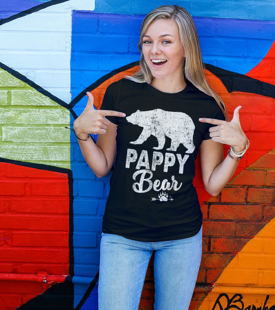 Pappy Bear Vintage Bear Silhouette Paw Print Arrow T-Shirt