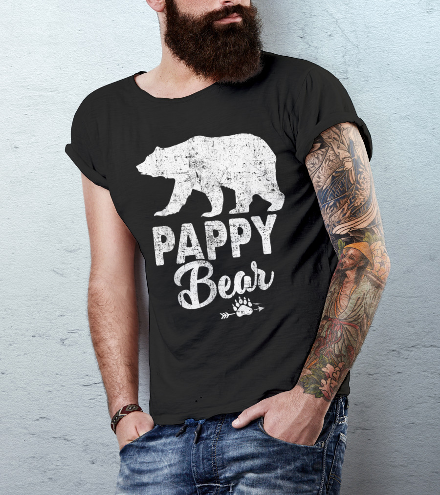 Pappy Bear Vintage Bear Silhouette Paw Print Arrow T-Shirt