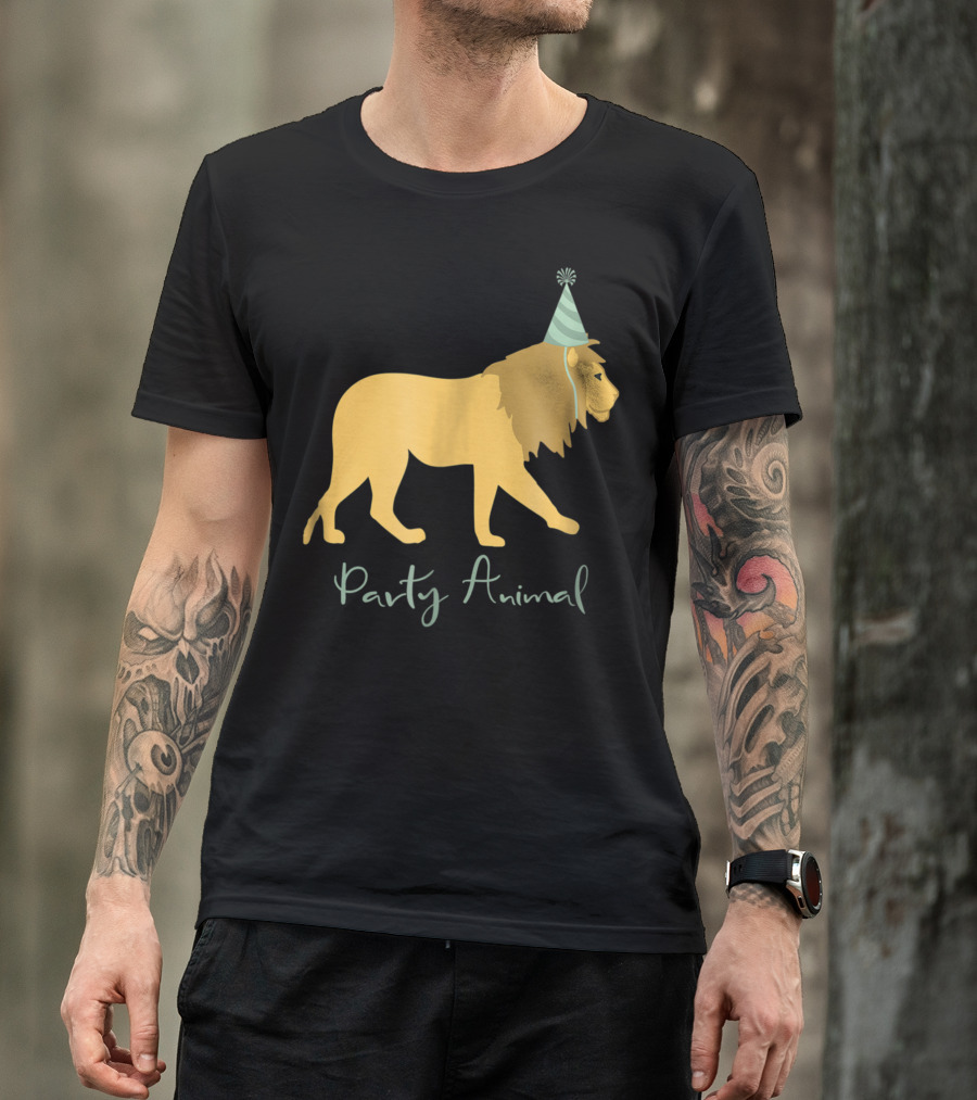 Party Animal Birthday Lion With Party Hat T-Shirt