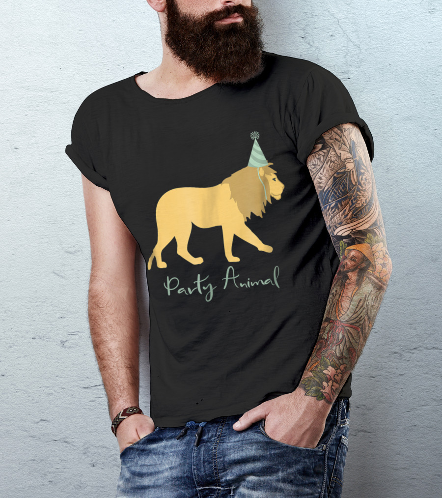Party Animal Birthday Lion With Party Hat T-Shirt
