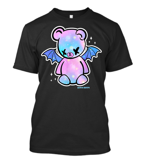 Kawaii Kreeps Pastel Goth Teddy Bear With Bat Wings And Galaxy Stars T-Shirt