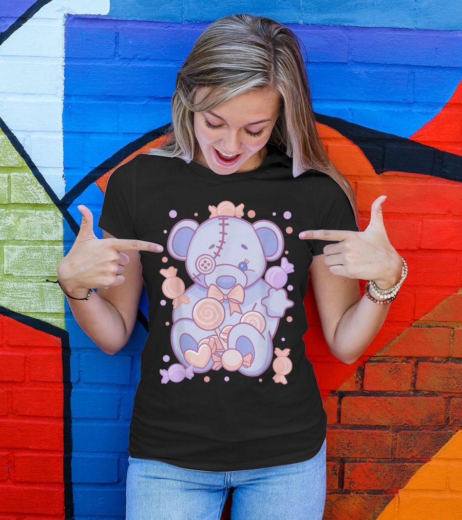 Pastel Goth Teddy Bear Candy Aesthetic Goth T-Shirt