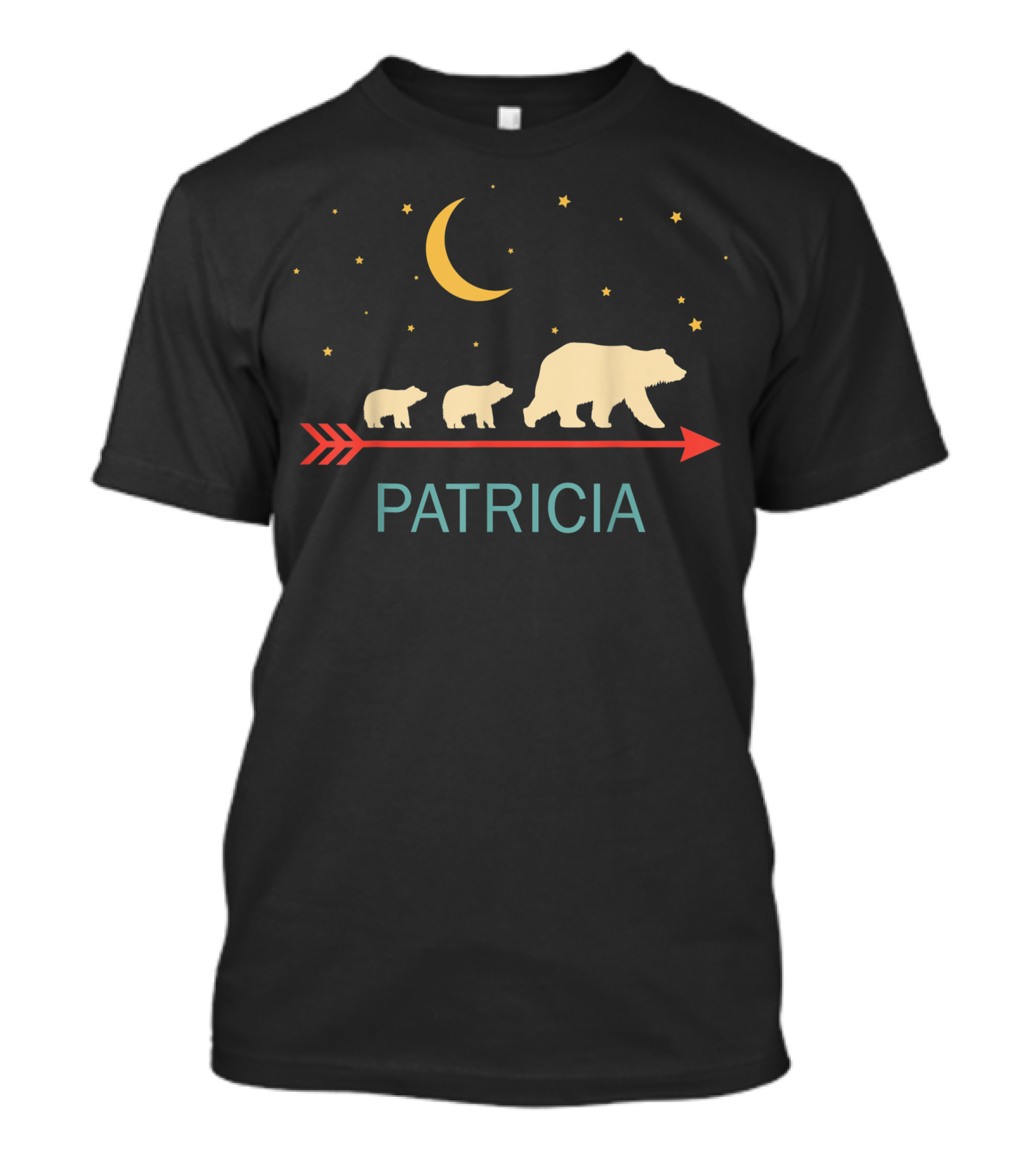Patricia Moonlit Mama Bear With Two Cubs And Arrow T-Shirt