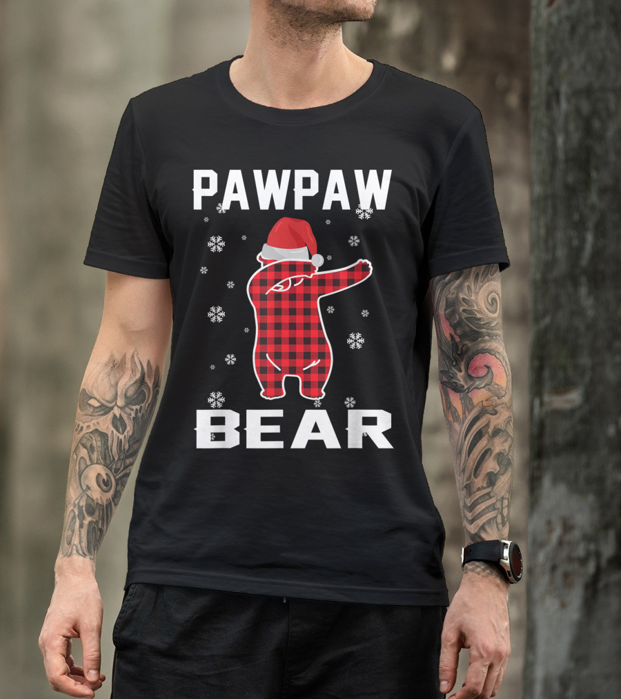 Pawpaw Bear Dabbing Santa Hat Snowflakes T-Shirt
