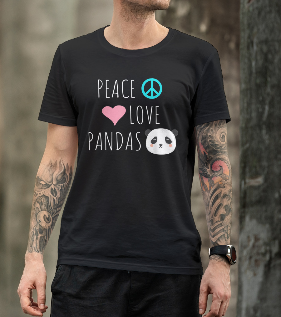 Peace Heart Love Cute Panda Bear Animal Pet T-Shirt