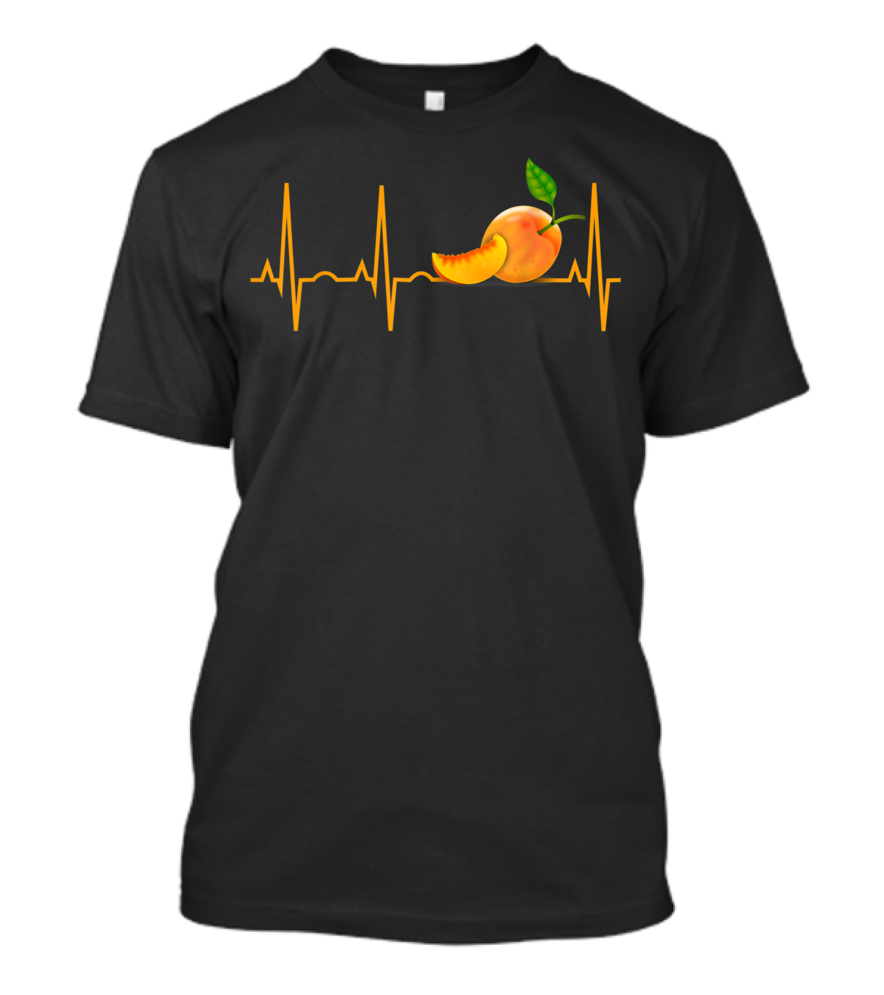 Peach Lover Fruit Heartbeat With Peach Slice And Green Leaf T-Shirt