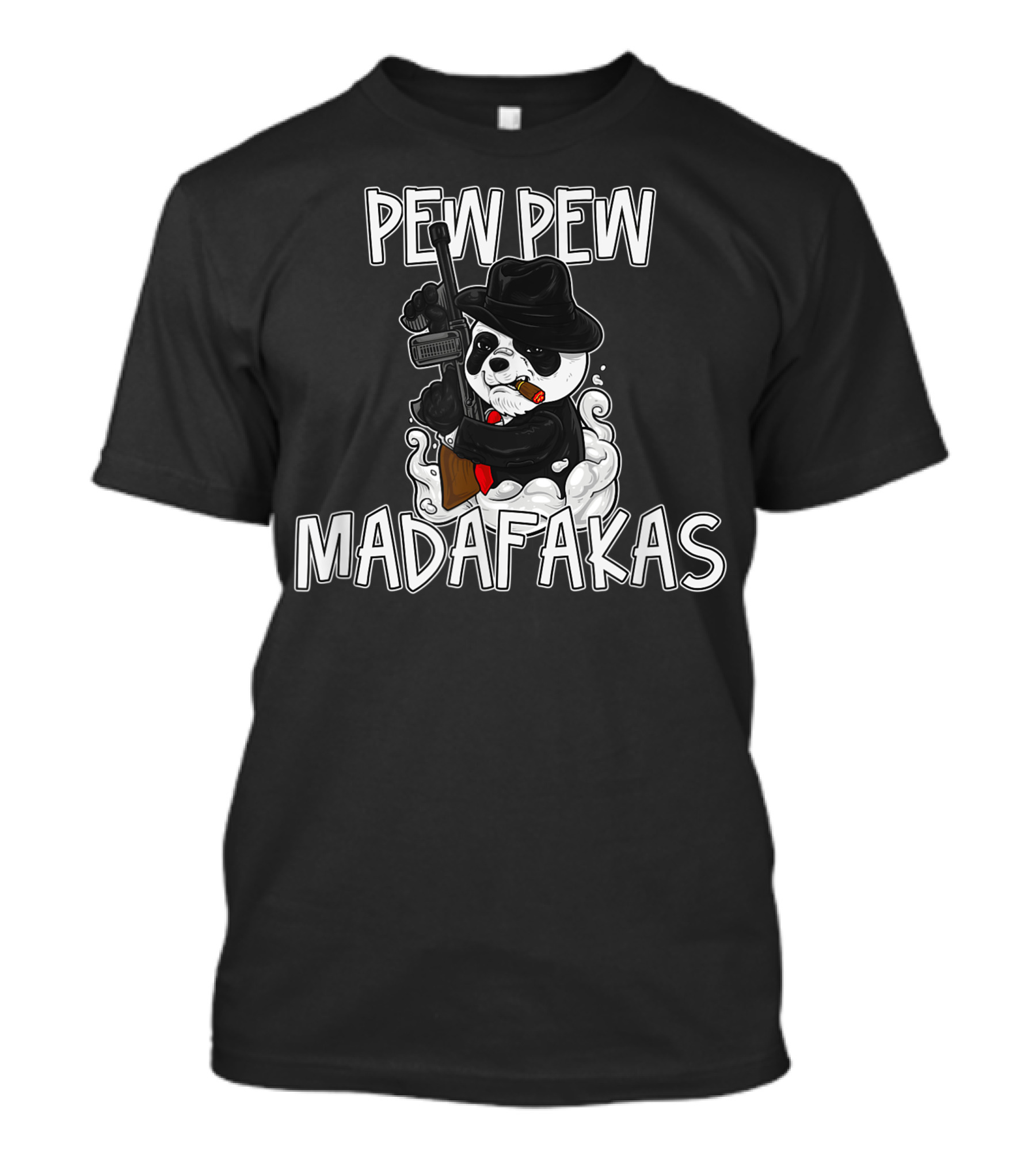 Pew Pew Madafakas Panda Gangster Smoking Mobster T-Shirt