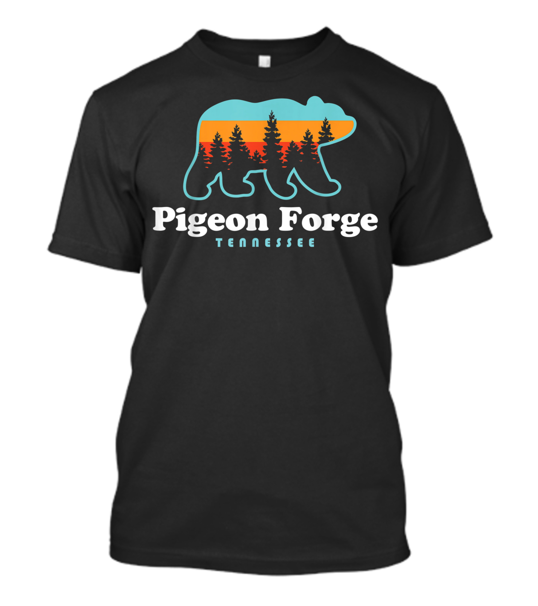 Pigeon Forge Tennessee Bear Silhouette Great Smoky Mountains Forest Sunset T-Shirt