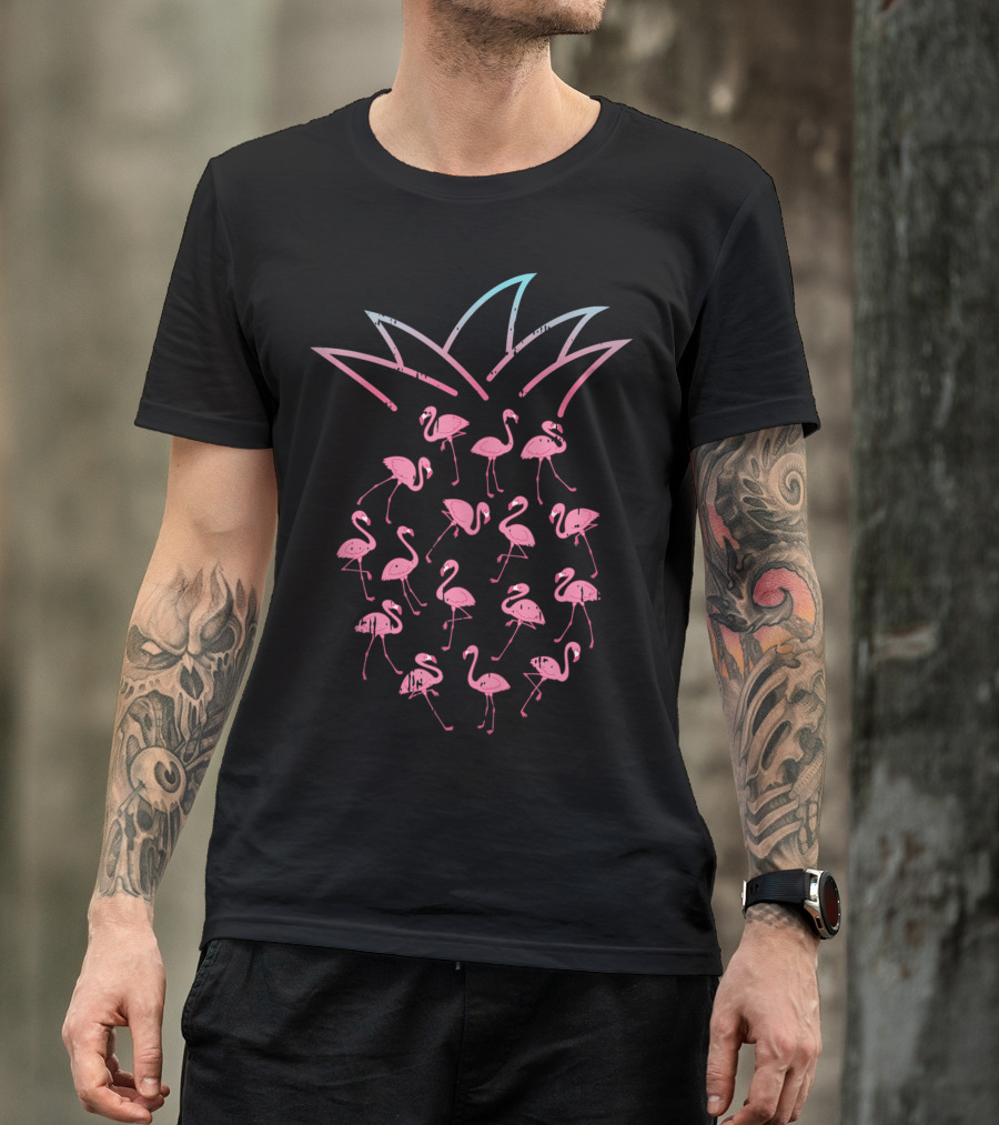 Pineapple Flamingo Cute Tropical Fruit Hawaii Fun Vintage T-Shirt