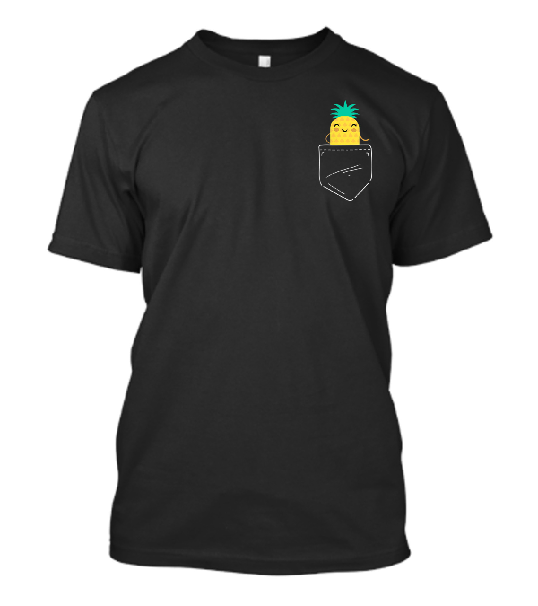 Pineapple Smiling From A Pocket T-Shirt