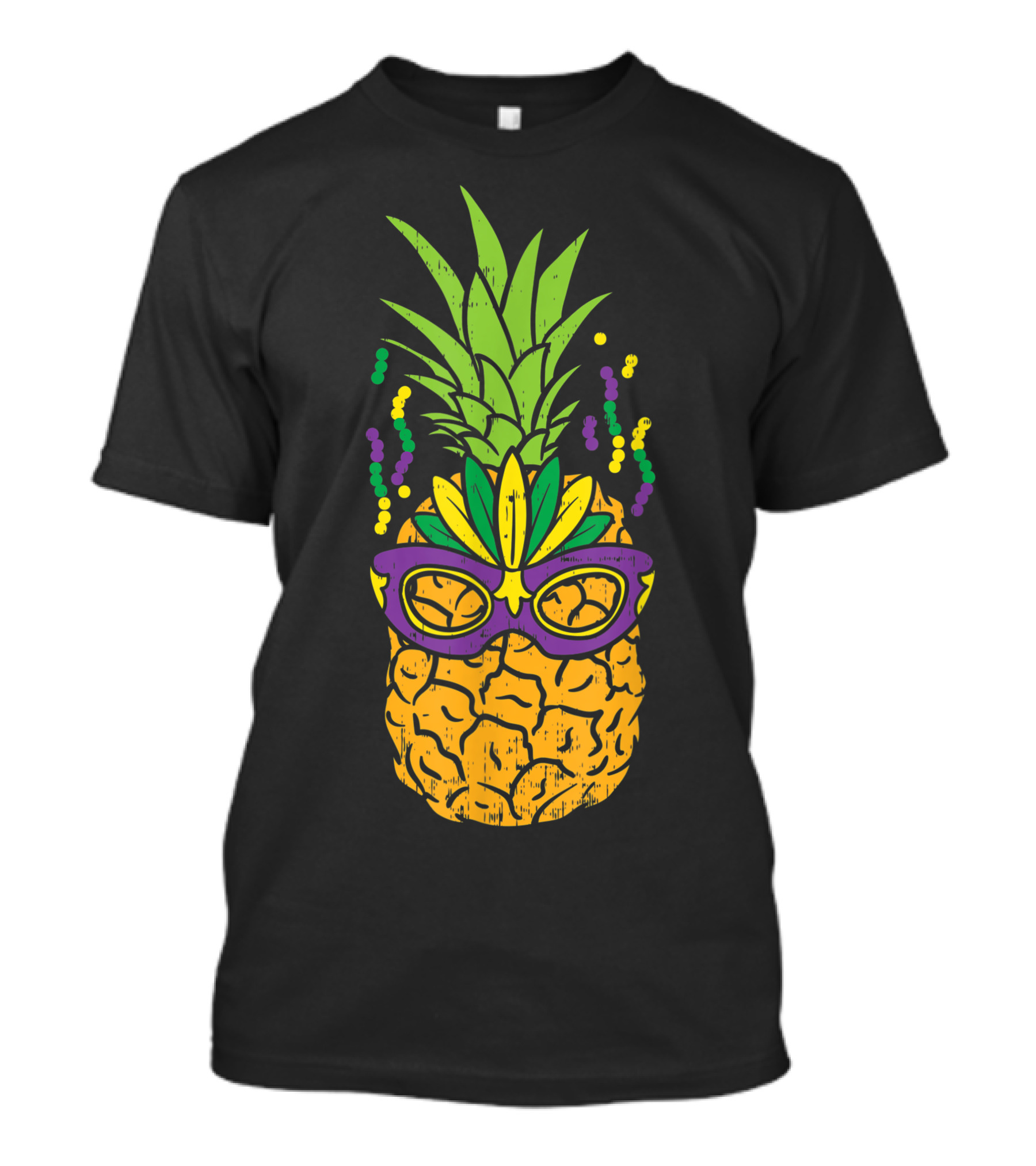 Pineapple Wearing Mardi Gras Jester Mask With Festive Colors T-Shirt