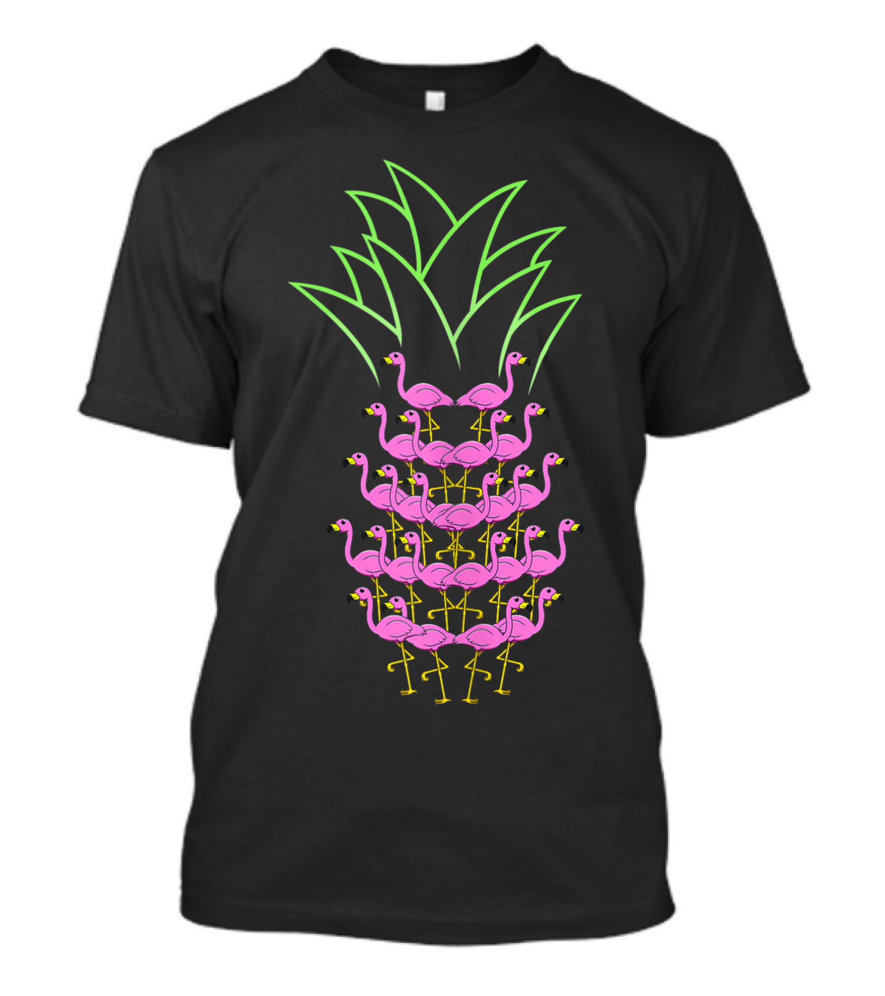 Pink Flamingo Pineapple Formed By Flamingos T-Shirt