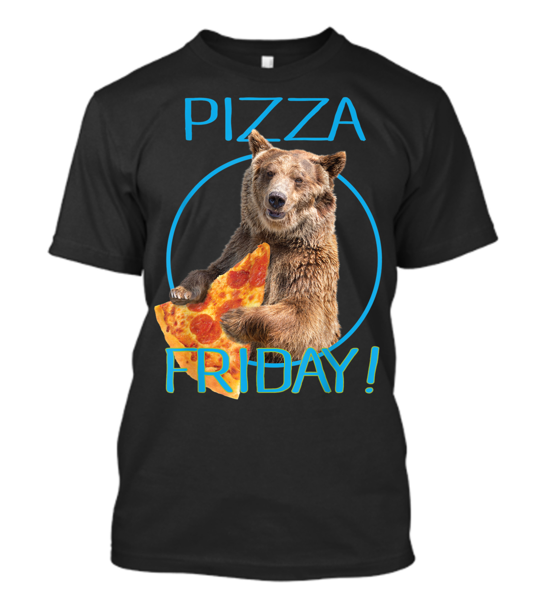 Pizza Friday Bear Humorous Iconic Slice Fun T-Shirt