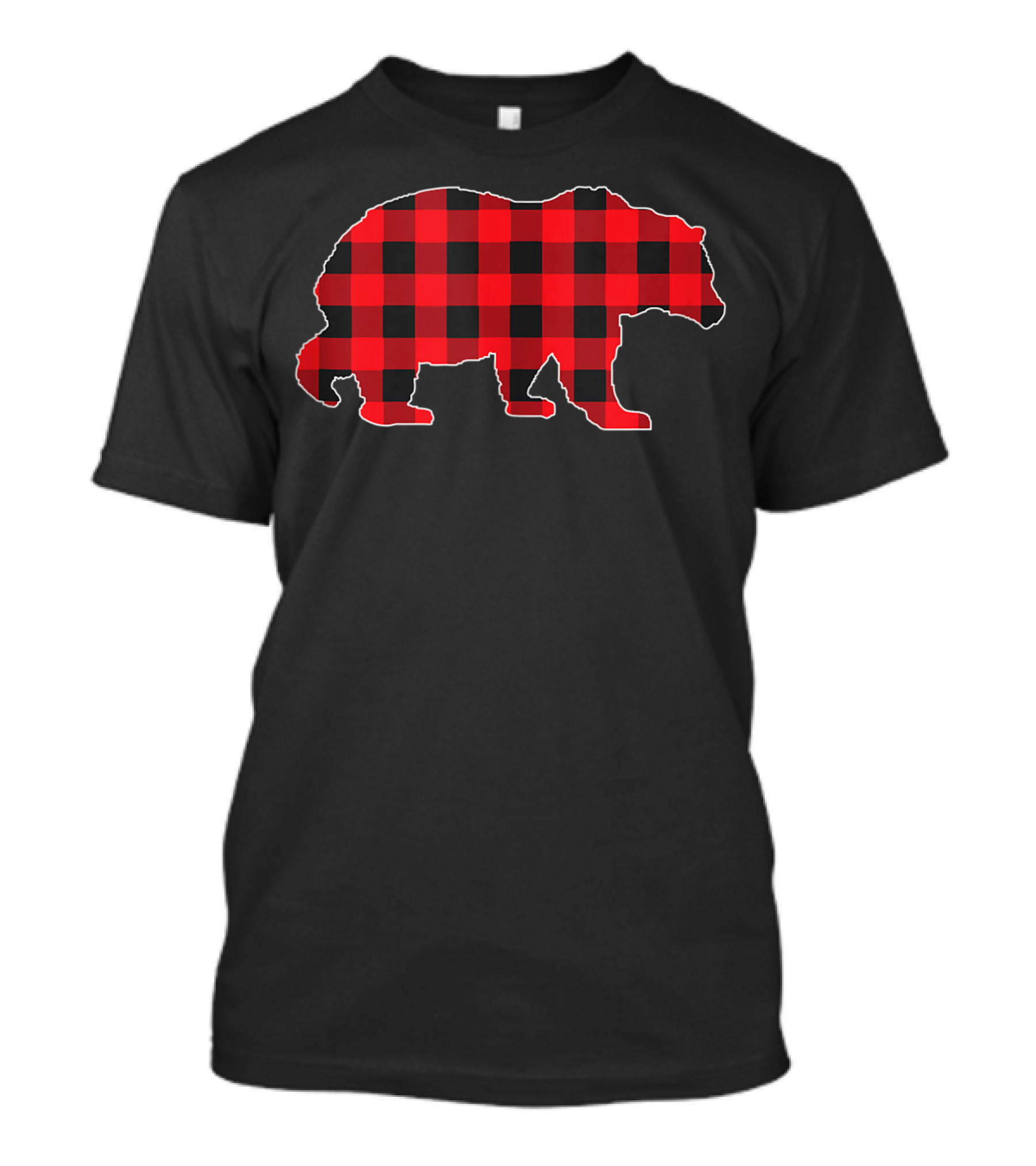 Plaid Bear Red Black Buffalo Plaid Mama Checkerboard Buffalo Bear T-Shirt