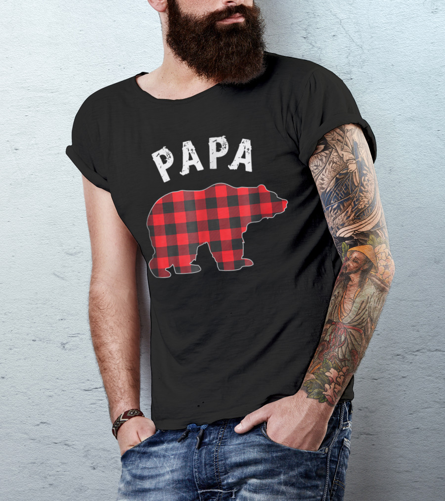Papa Plaid Buffalo Bear T-Shirt