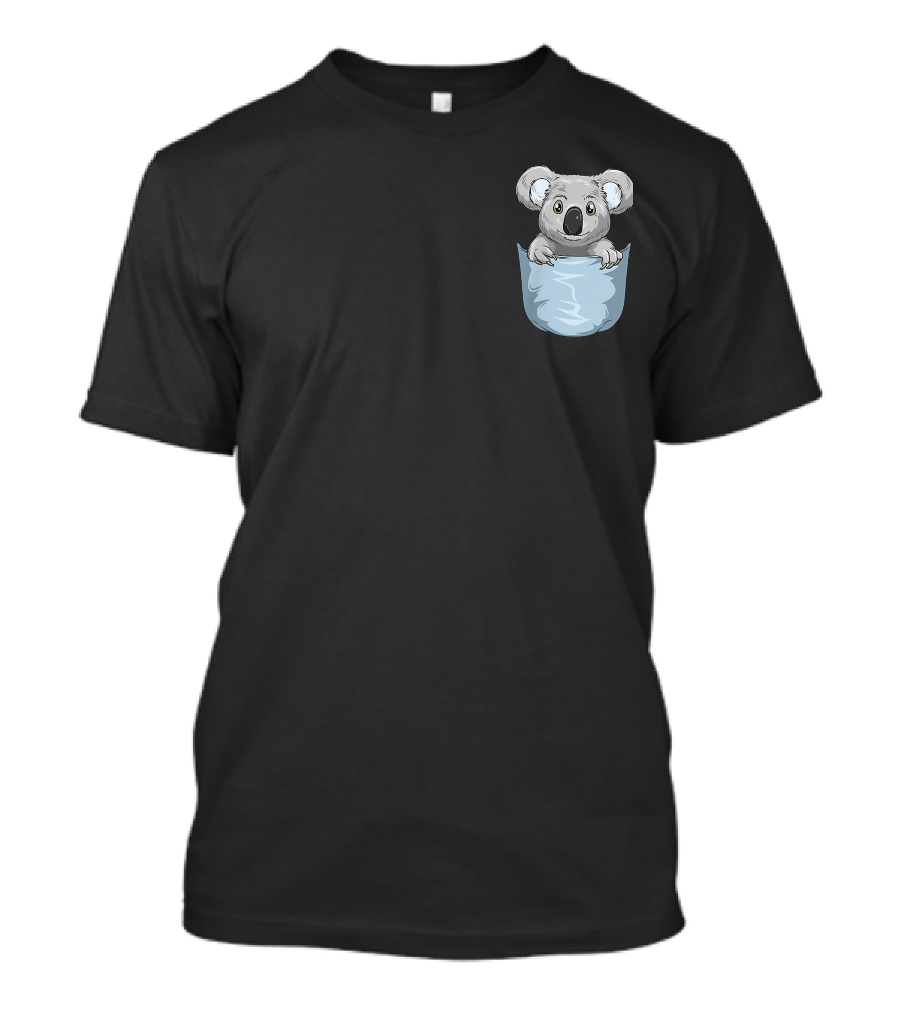 Pocket Koala Peeking Out Koala Cute Gray Koala In Blue Pocket T-Shirt