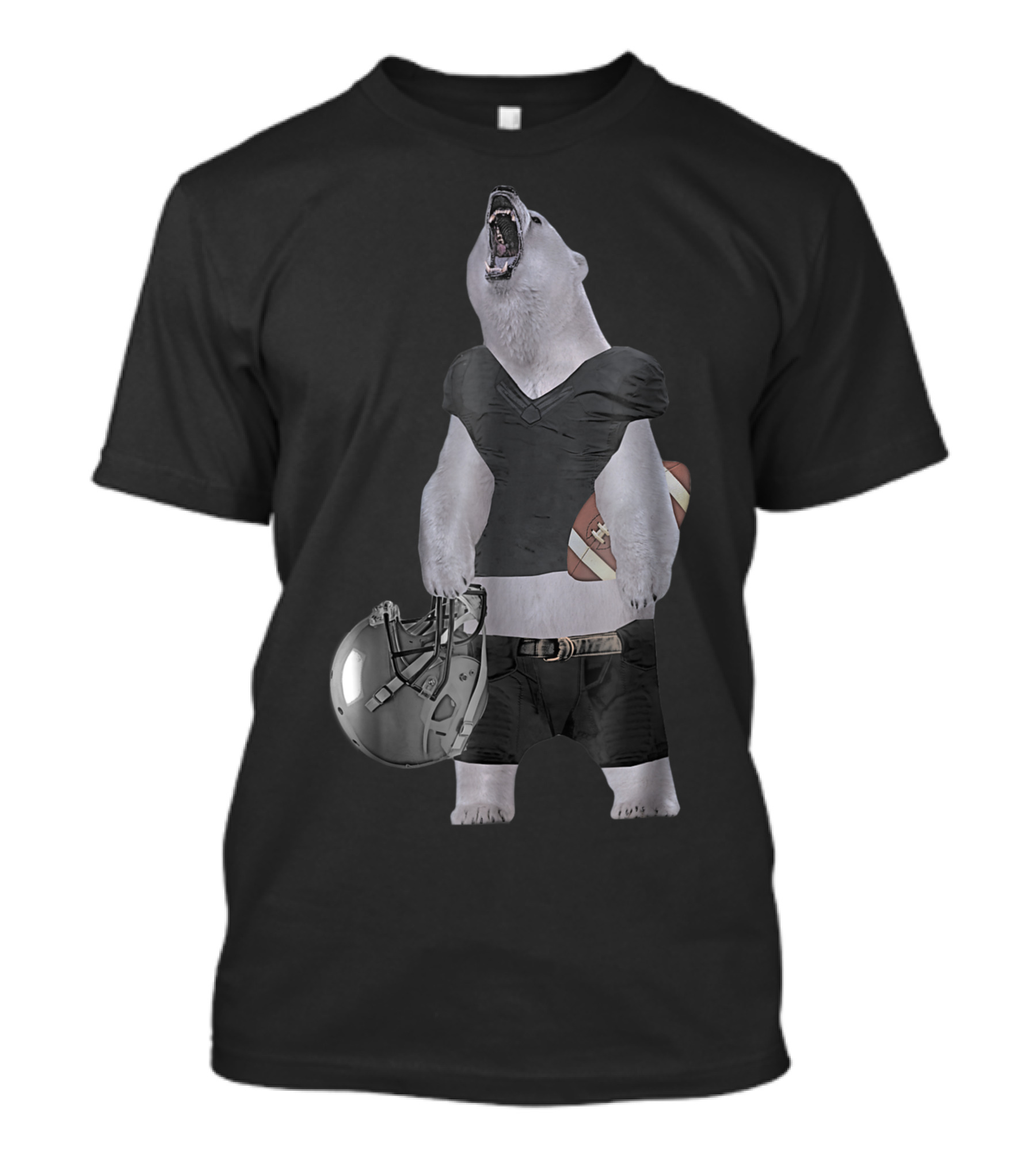 Polar Bear Football Player Helmet And Ball By Behrbones T-Shirt