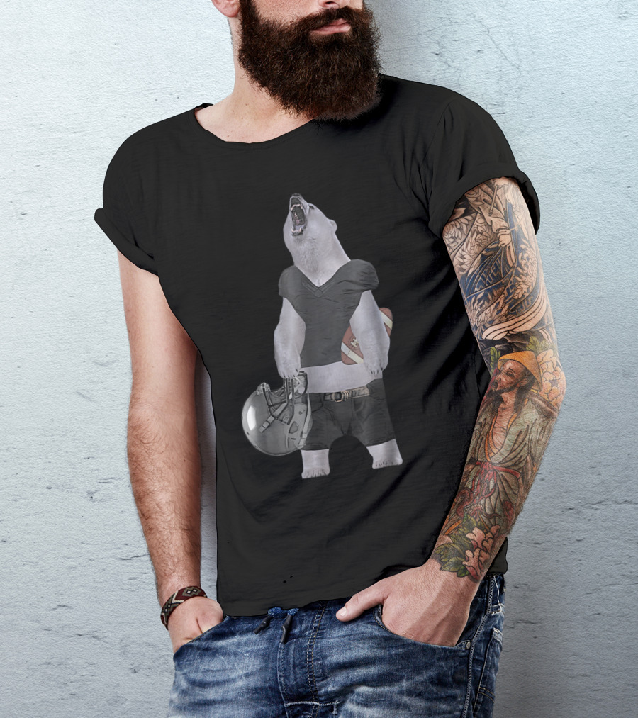 Polar Bear Football Player Helmet And Ball By Behrbones T-Shirt
