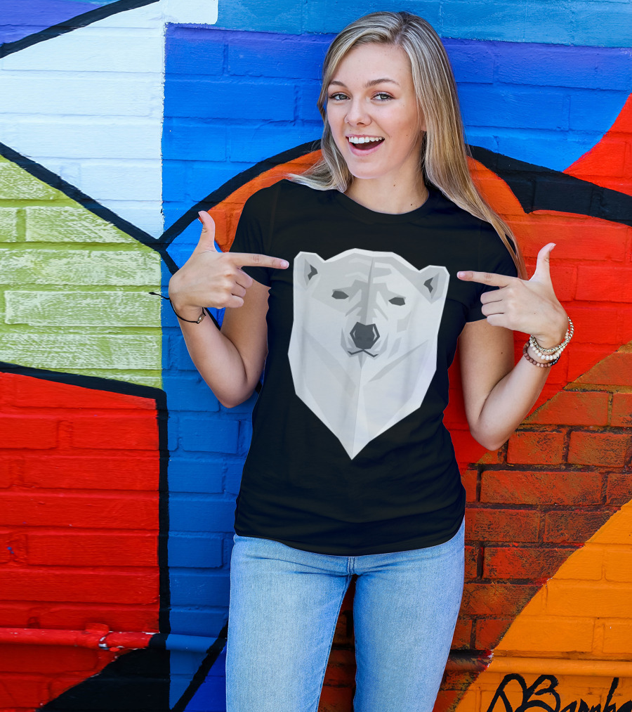 Polar Bear Minimalist Wild Animal Nature Lover Geometric T-Shirt