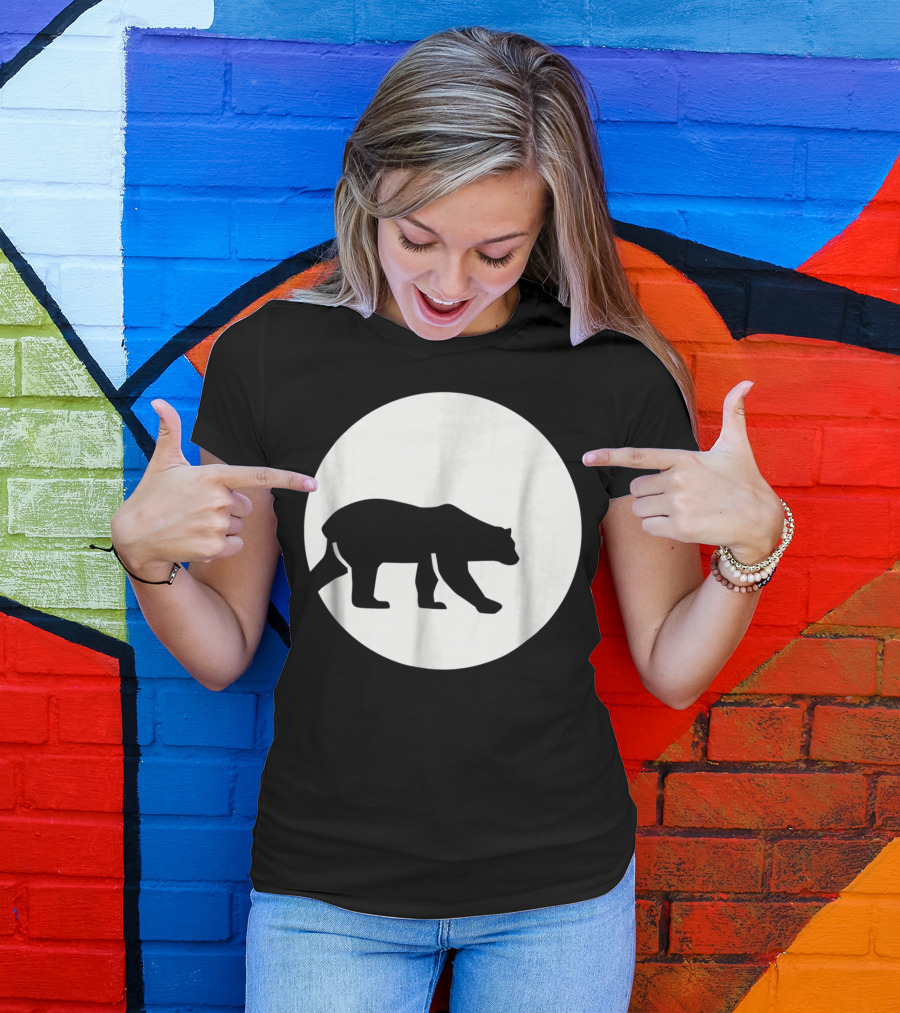 Polar Bear Silhouette Against Full Moon T-Shirt