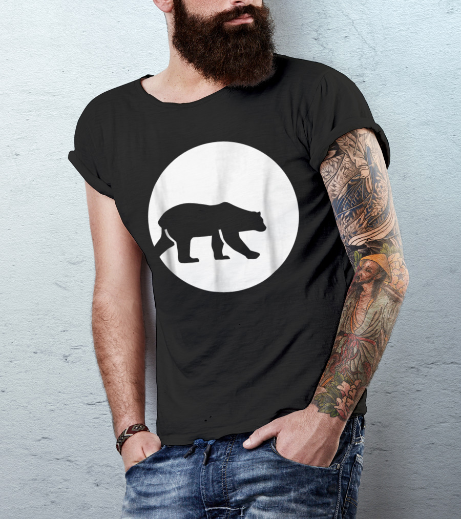 Polar Bear Silhouette Against Full Moon T-Shirt